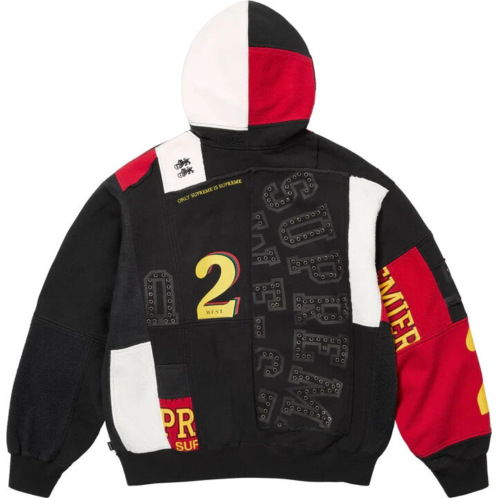Supreme Patchwork Zip Up Hooded Sweatshirt Black