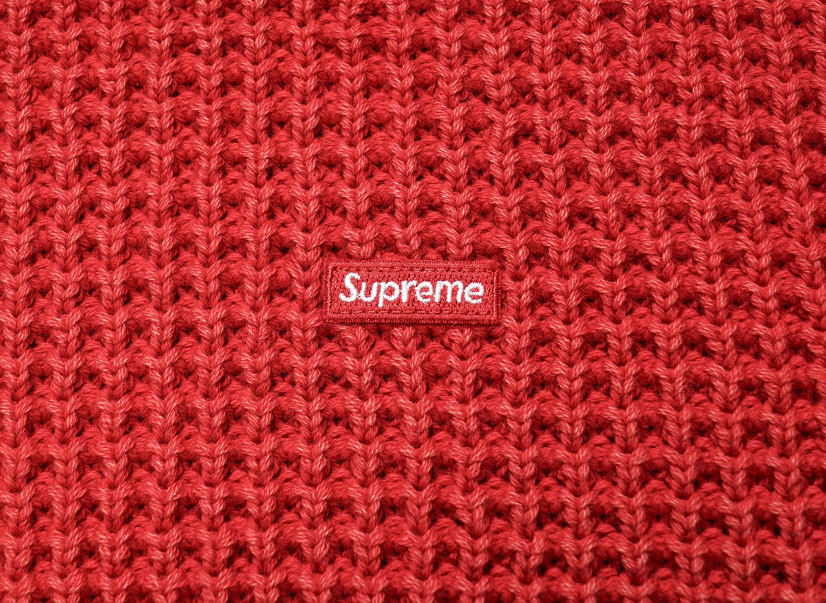 Supreme Washed Small Box Waffle Sweater "Red"
