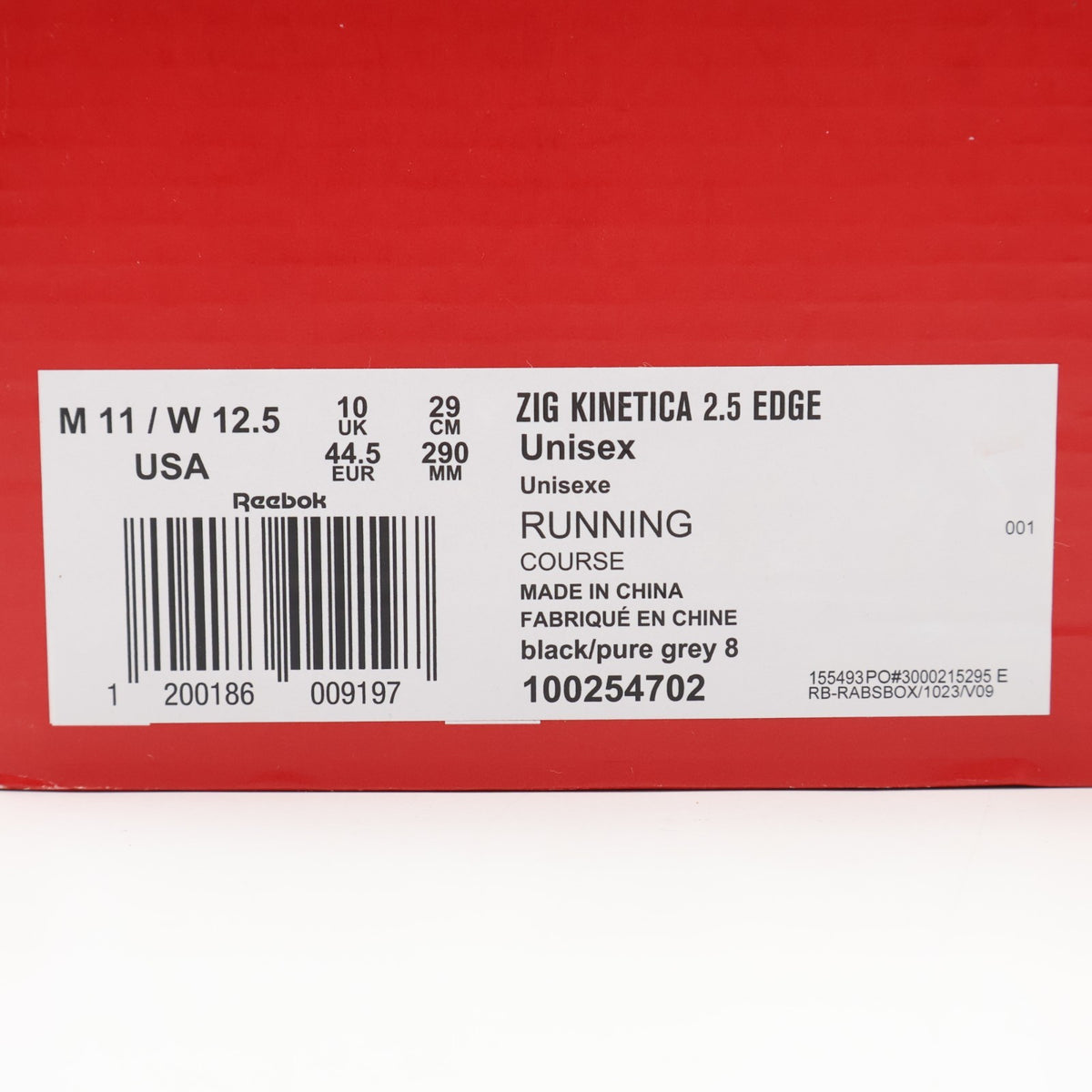 100254702 Reebok Zig Kinetica 2.5 Edge Black Grey (Men's)