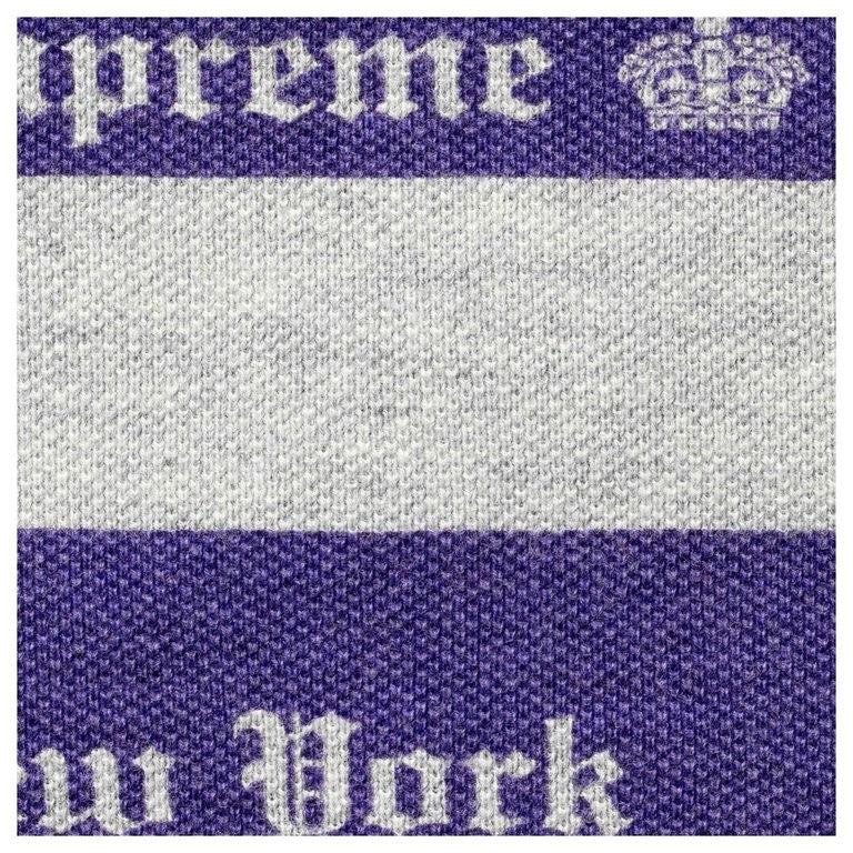 Supreme Old English Stripe L/S Polo Heather Grey