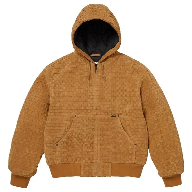 Supreme Woven Suede Hooded Work Jacket Mustard