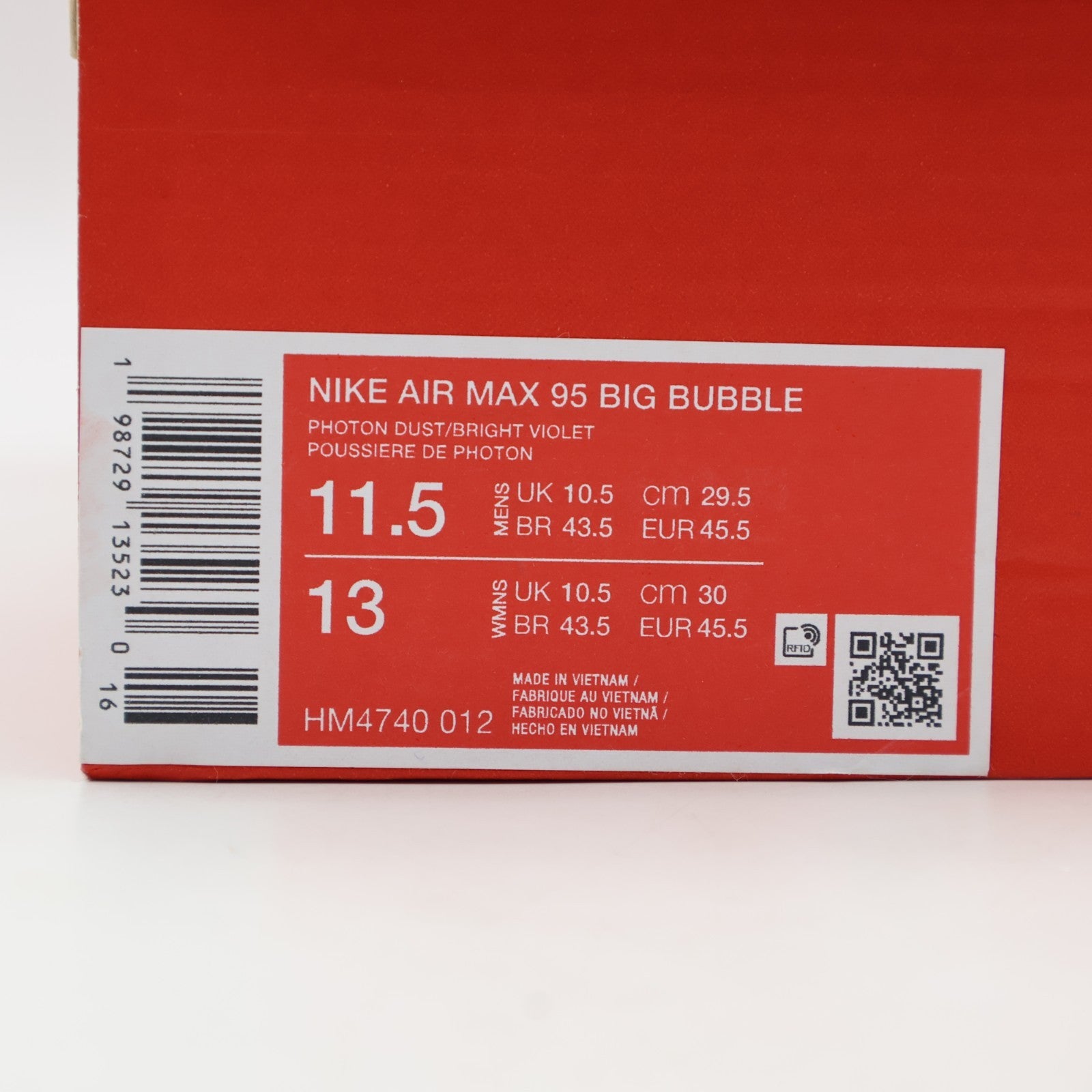 HM4740-012 Nike Air Max 95 Big Bubble "Photon Dust/Bright Violet" (Men's)