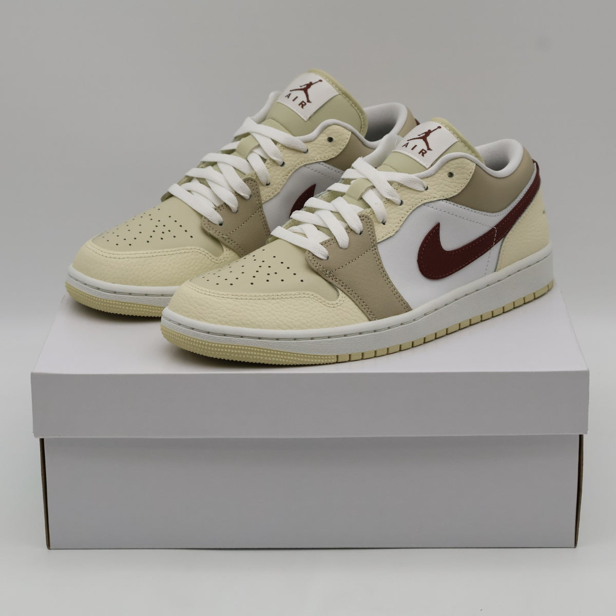 HV6530-100 Nike Air Jordan 1 Low Team Gold Desert Khaki Red Sepia (Women's)