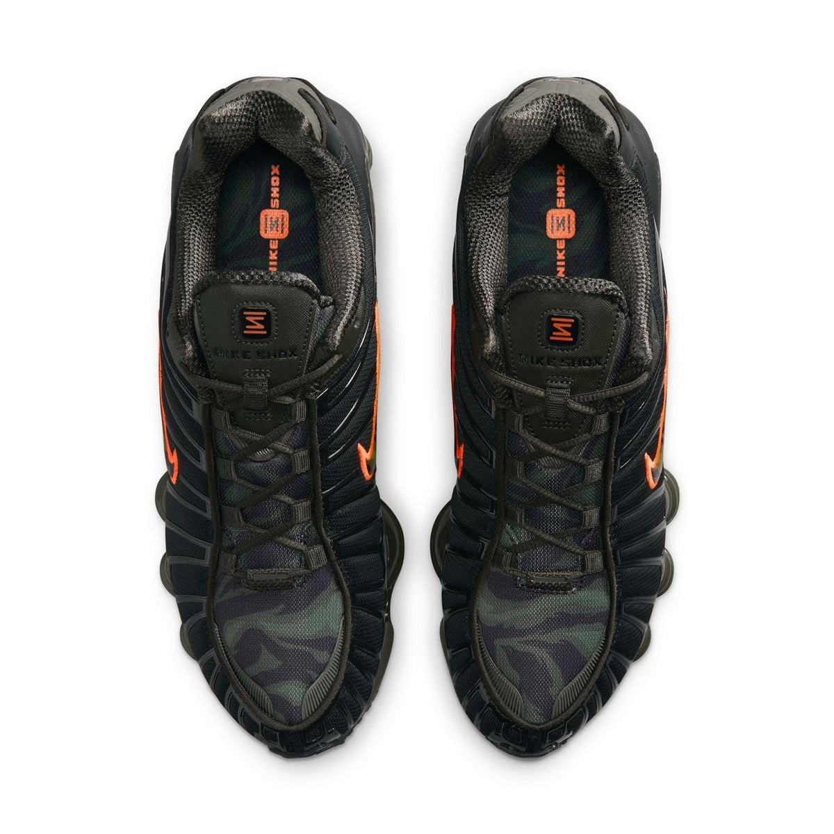 IR0918-001 Nike Shox TL "Black/Cargo Khaki-Sequoia-Newsprint"