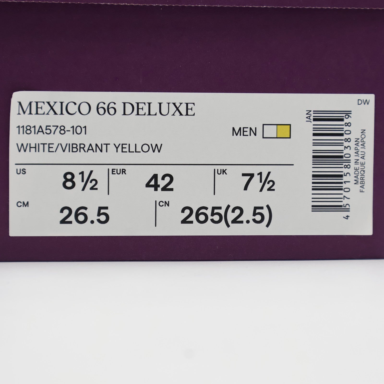 1181A578-101 Onitsuka Tiger NIPPON MADE Mexico 66 Deluxe White Vibrant (Men's)