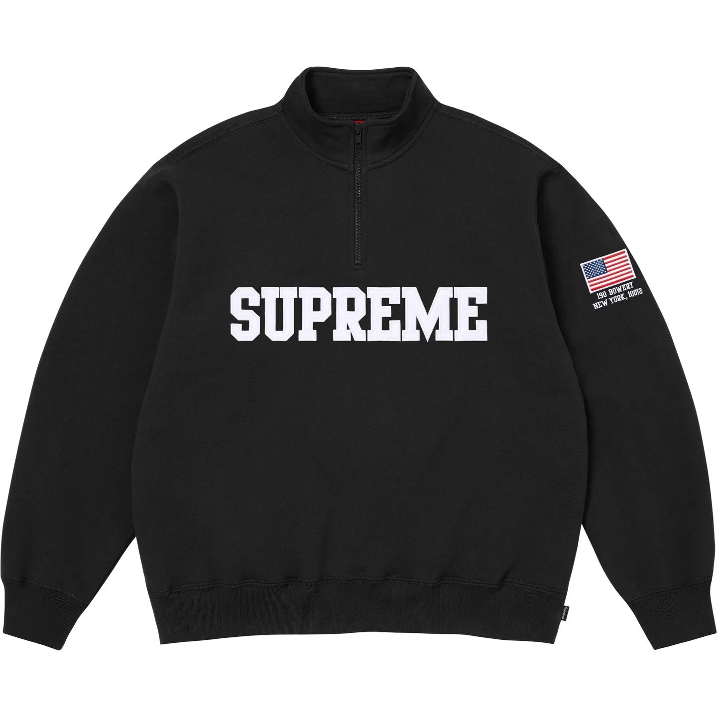Supreme Shop Flag Half Zip Pullover (New York) Black
