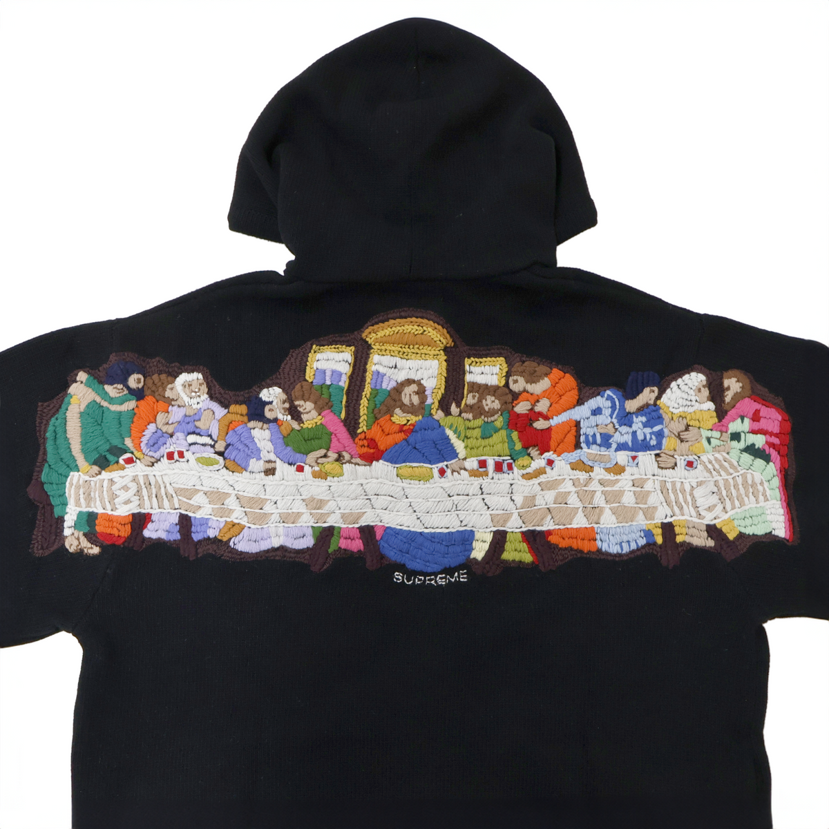Supreme Last Supper Embroidered Zip Up Hooded Sweater Black