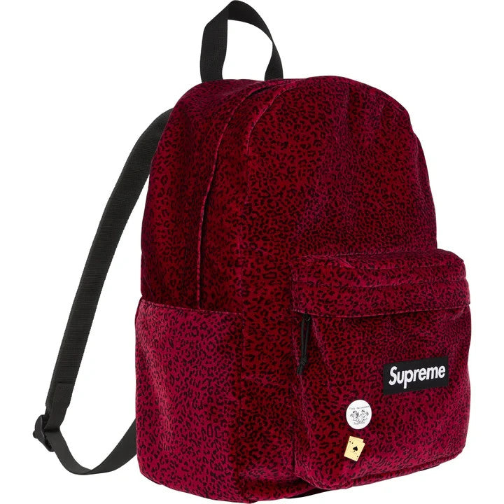 Supreme Velvet Backpack Red Leopard