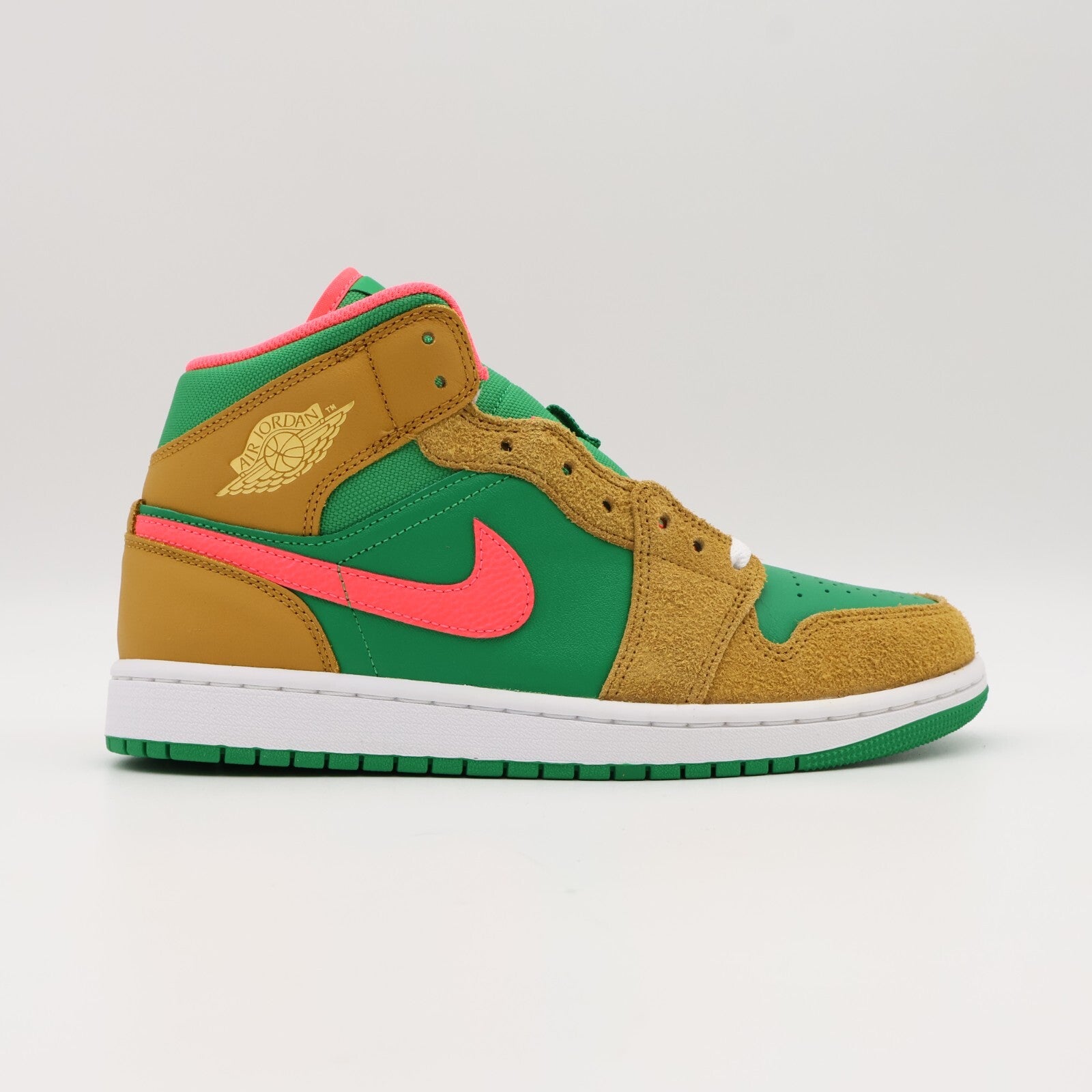 DX4332-700 Nike Air Jordan 1 Mid Wheat Water Melon Chutney Lucky Green (Men's)