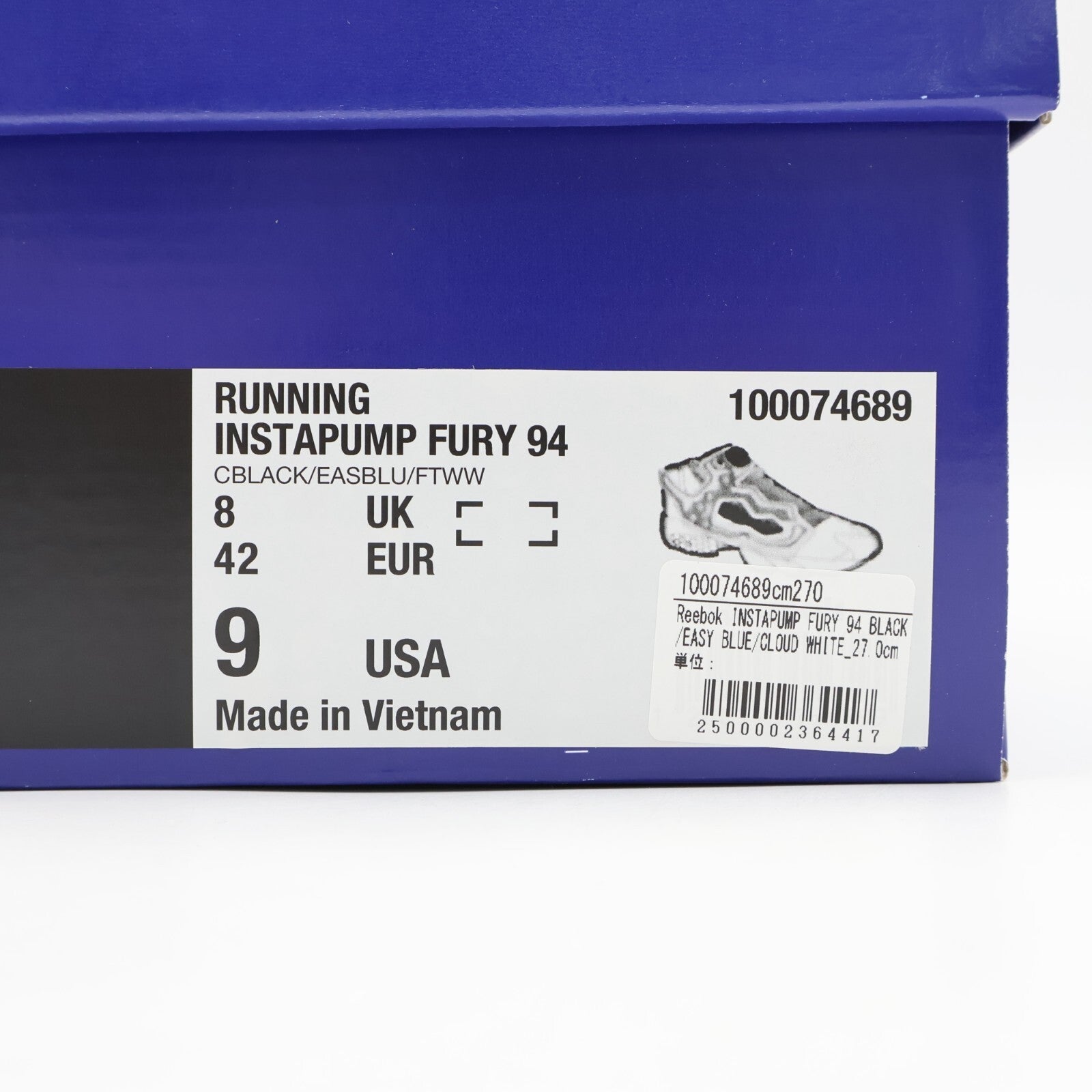 100074689 Reebok Instapump Fury 94 Lost OG White Black Blue (Men's)