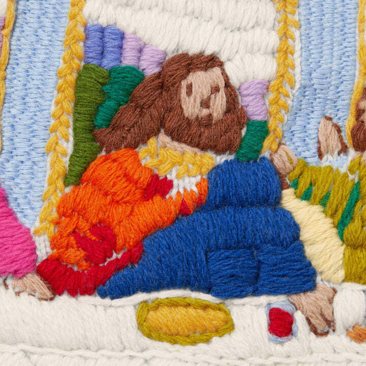 Supreme Last Supper Embroidered Zip Up Hooded Sweater Light Blue