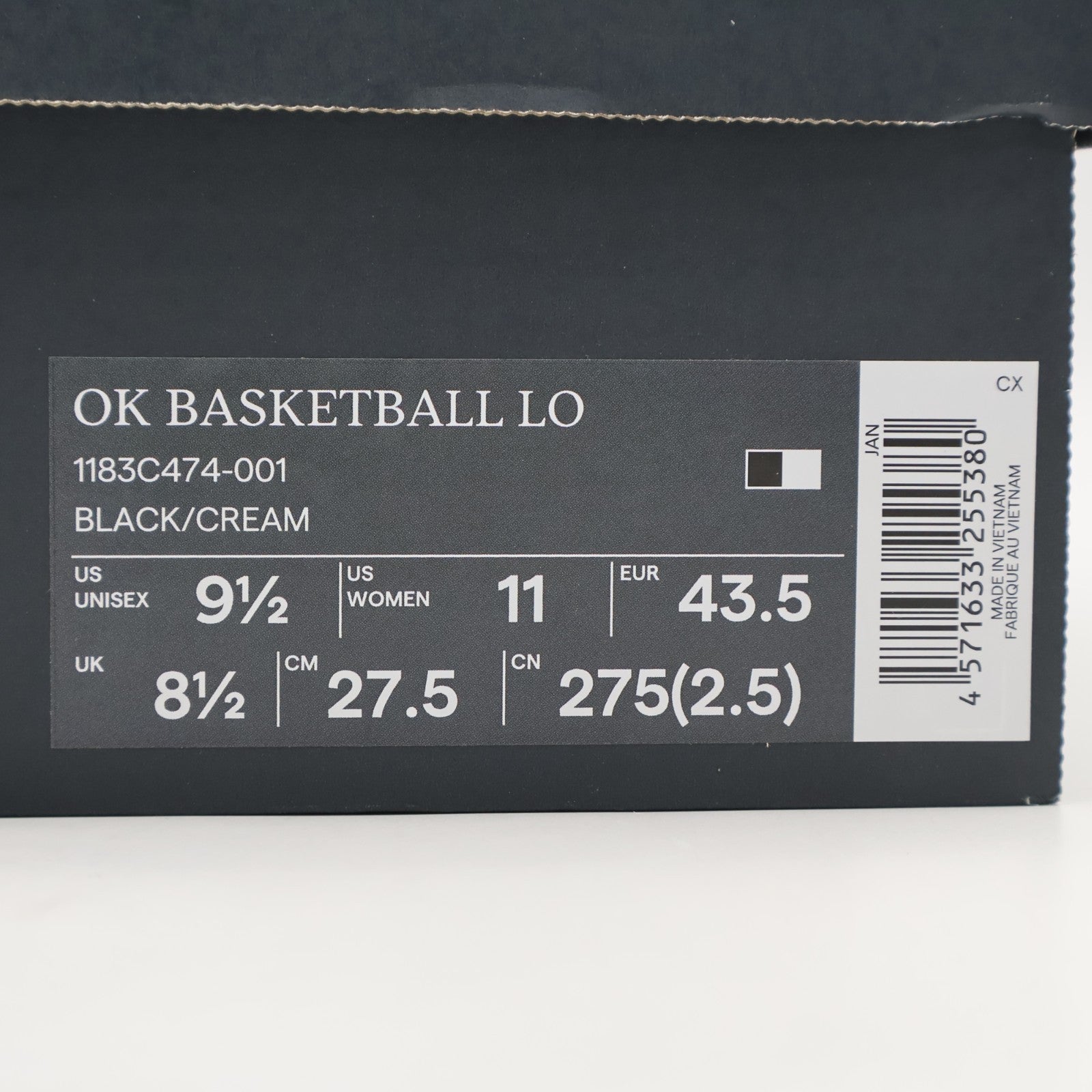 1183C474-001 Onitsuka Tiger Ok Basketball Lo Black Cream (Men's)
