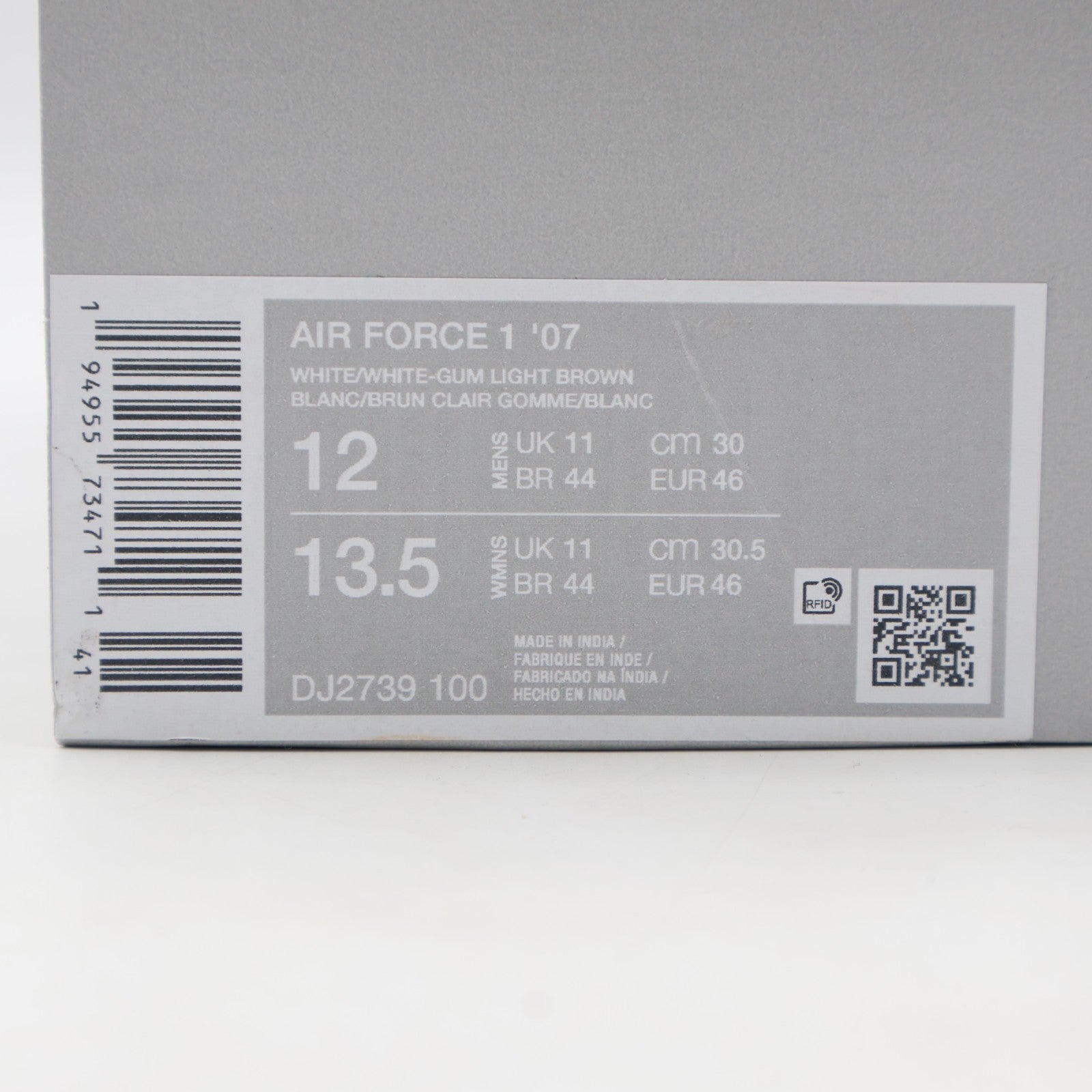 DJ2739-100 Nike Air Force 1 Low White Gum (Men's)
