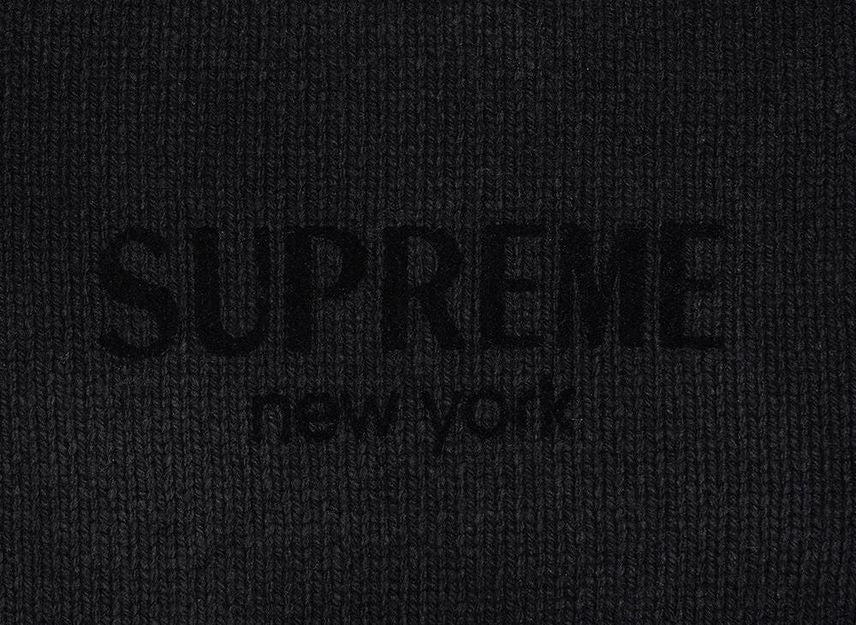 Supreme Flocked Logo Sweater Black