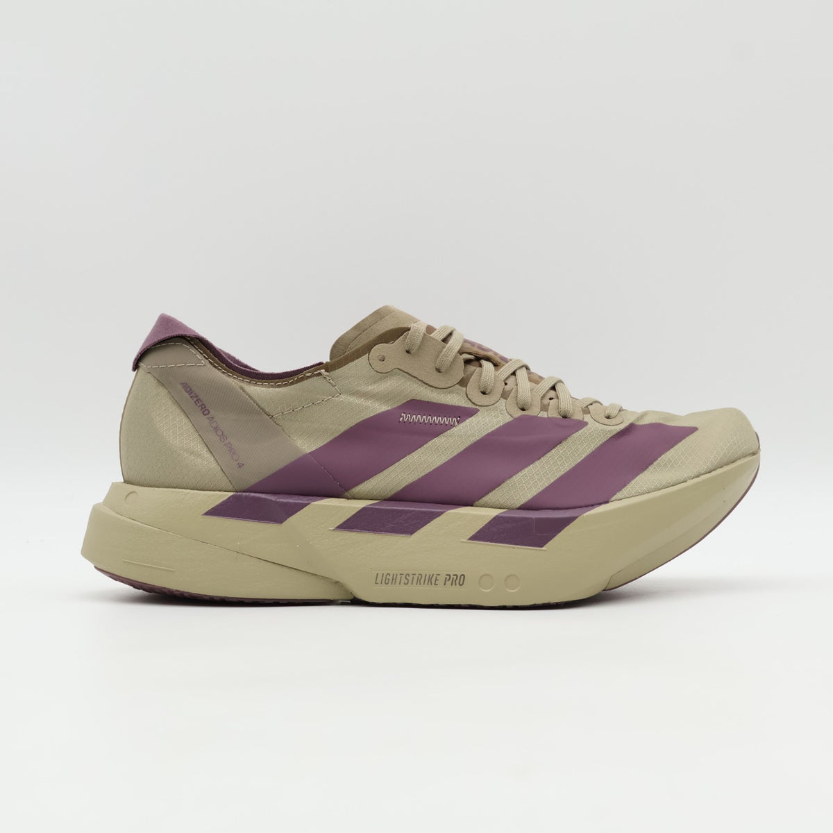 JP6997 adidas Adizero Adios Pro 4 Blanch Cargo Shadow Fig Iron Metallic (Men's)