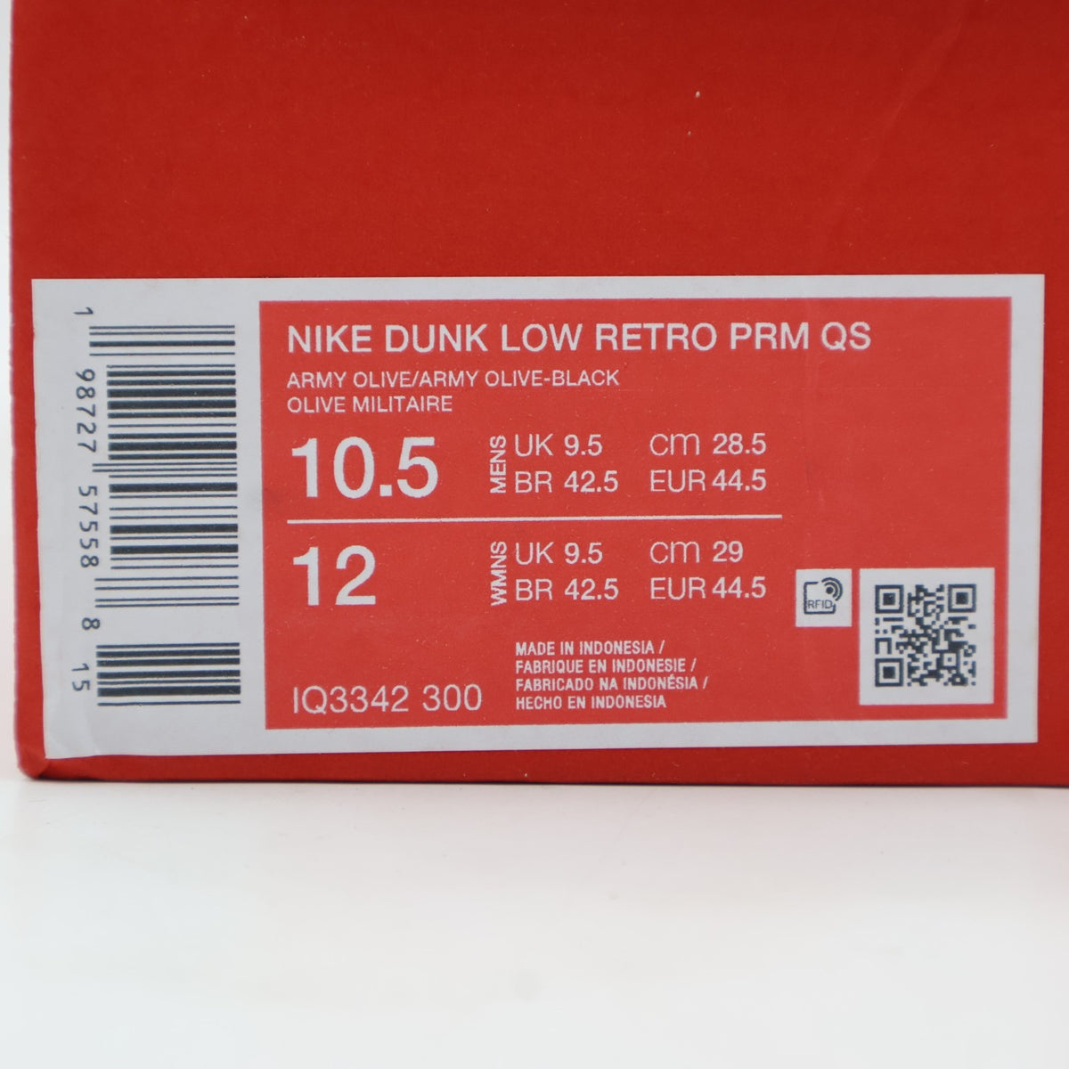 IQ3342-300 Nike Dunk Low Retro PRM QS Army Olive Black (Men's)