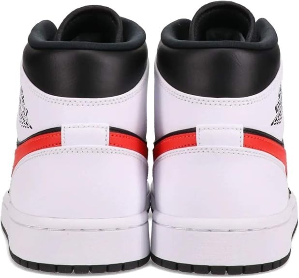 554724-075 Nike Air Jordan 1 Mid Black Chile Red White (Men's)