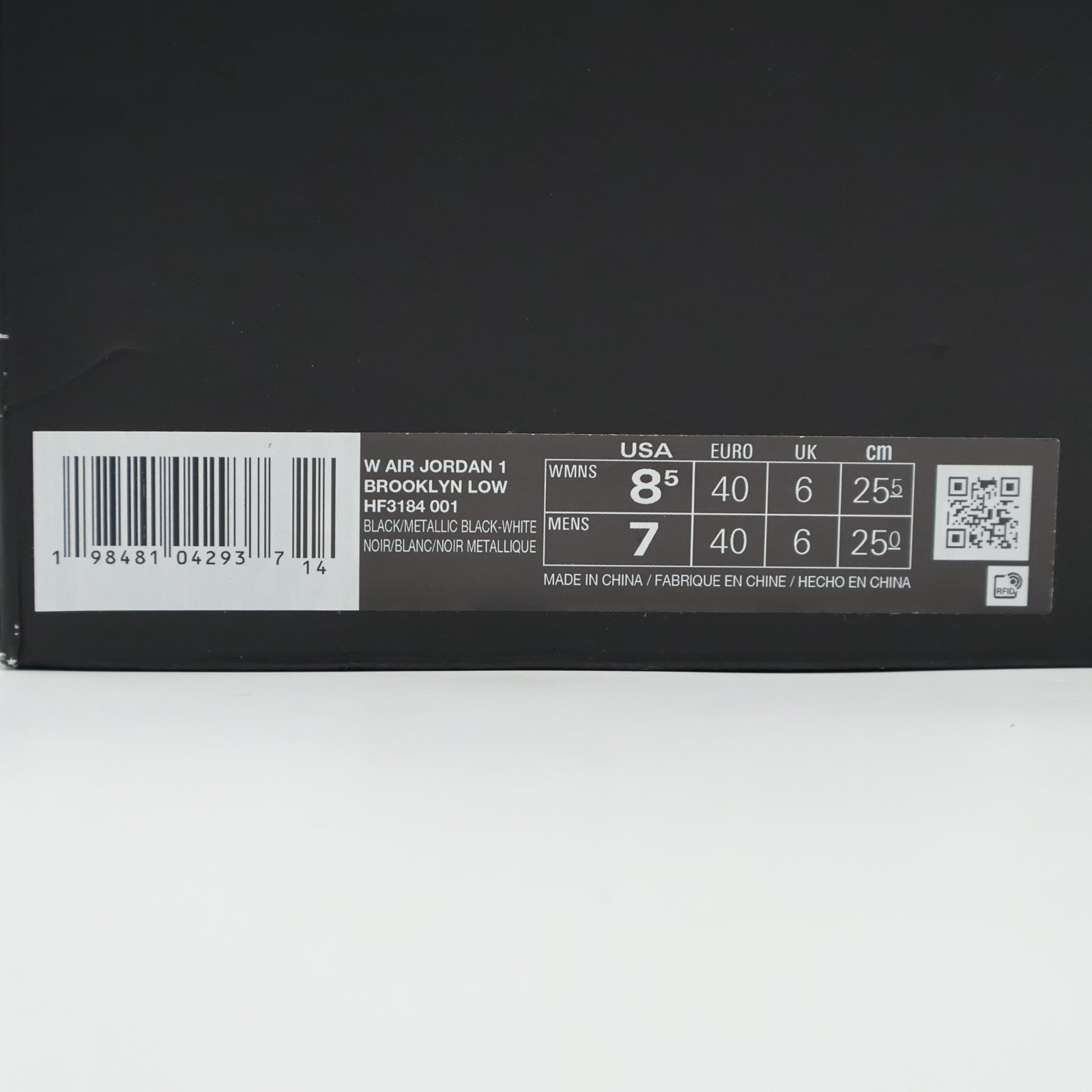 HF3184-001 Nike Air Jordan 1 Brooklyn Low Triple Black (Women's)