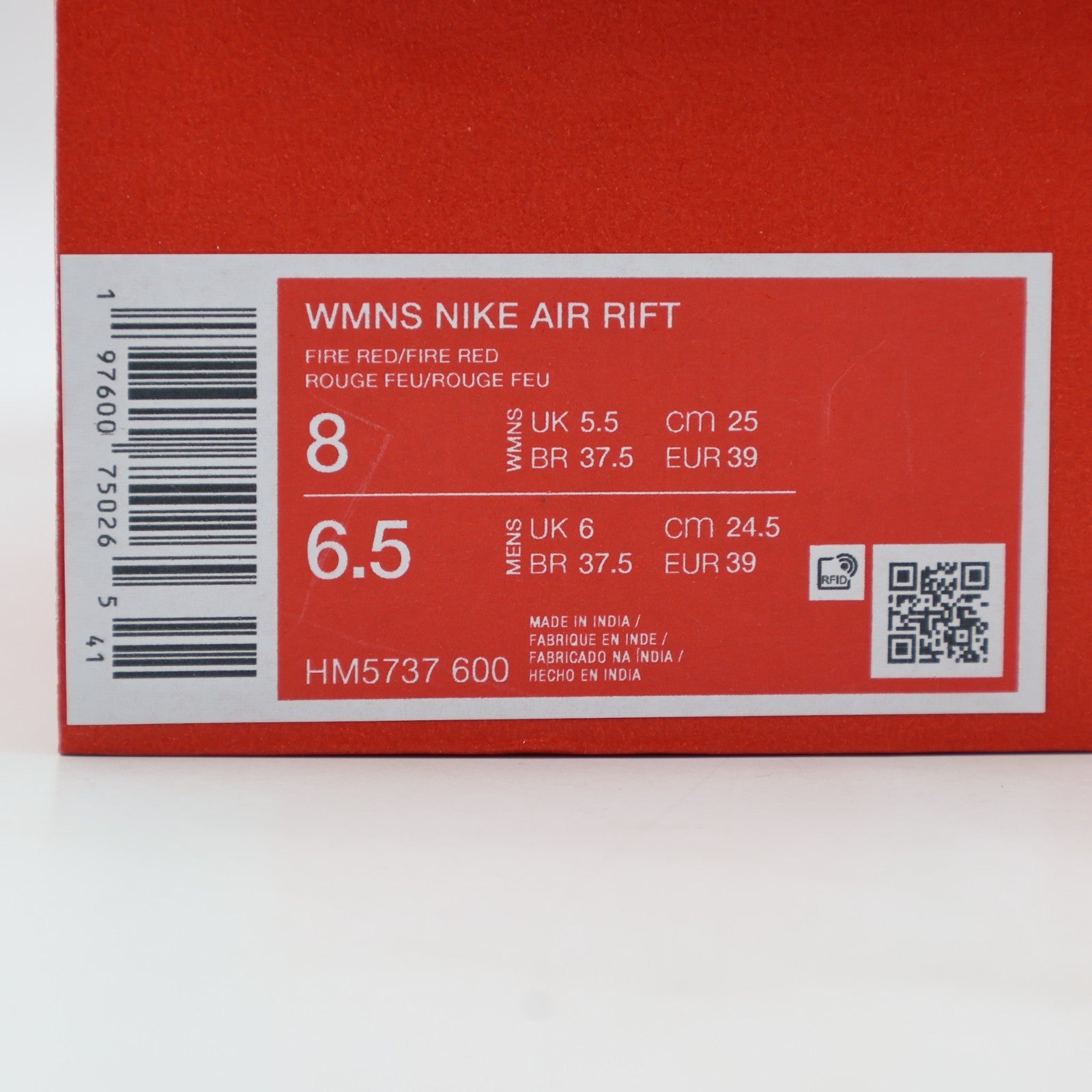 HM5737-600 Nike Air Rift Leather Fire Red (Women's)