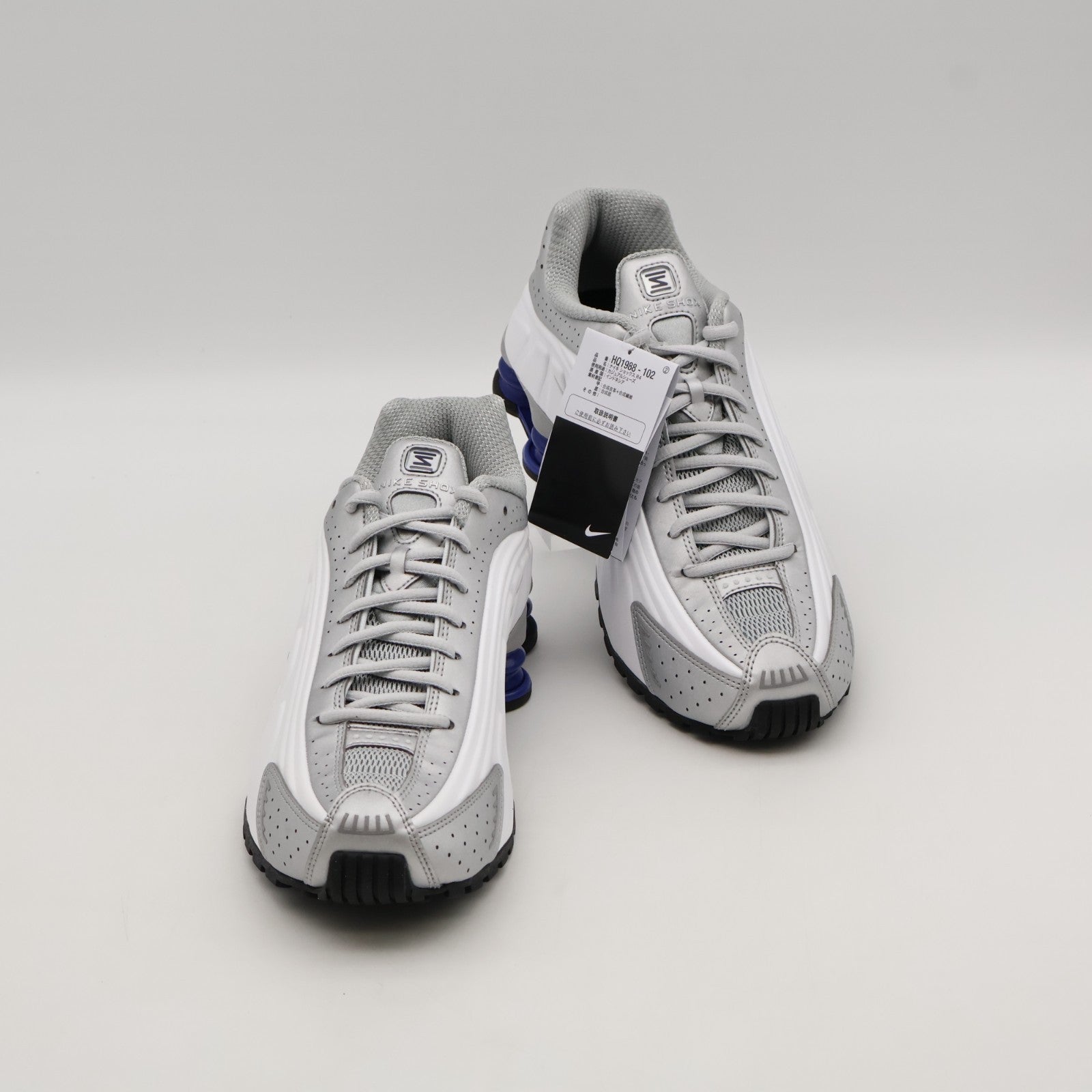 HQ1988-102 Nike Shox R4 Metallic Silver White Deep Royal Blue (Men's)