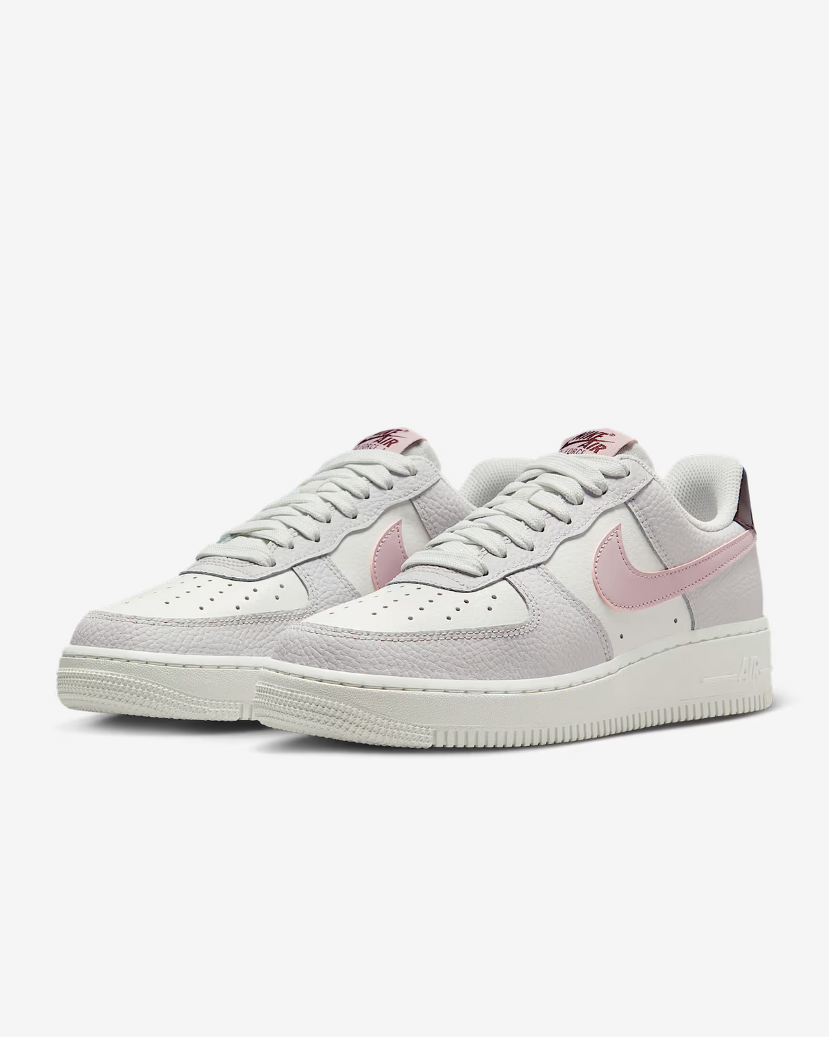 IM6024-121 Nike Air Force 1 '07 Summit White Vast Grey Burgundy Crush (Women's)