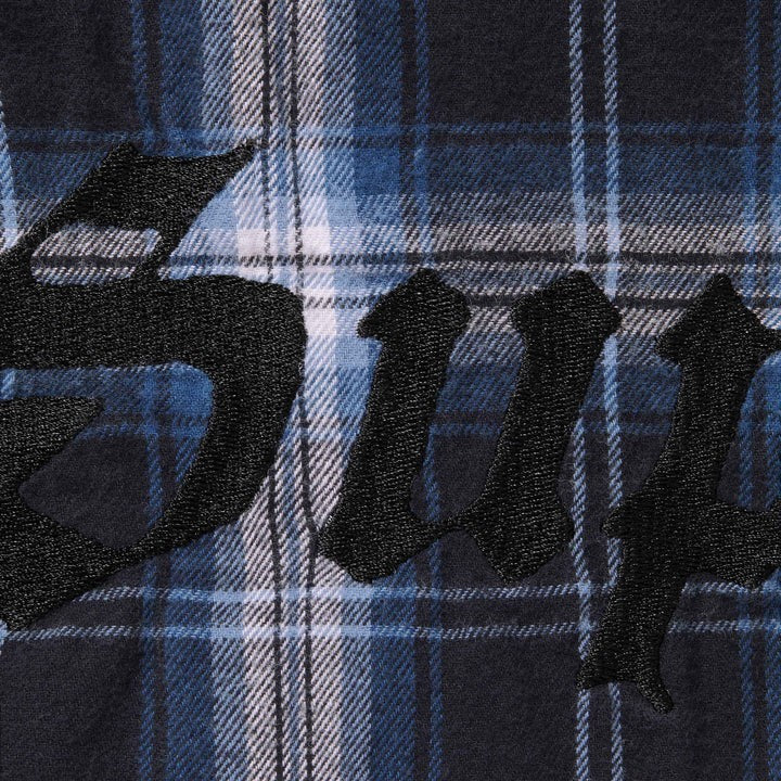 Supreme Lined Zip Up Hooded Flannel Shirt Navy