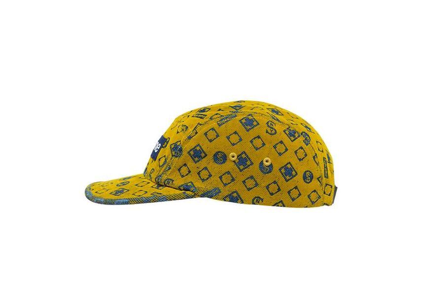 Supreme Flocked Denim Camp Cap Mustard