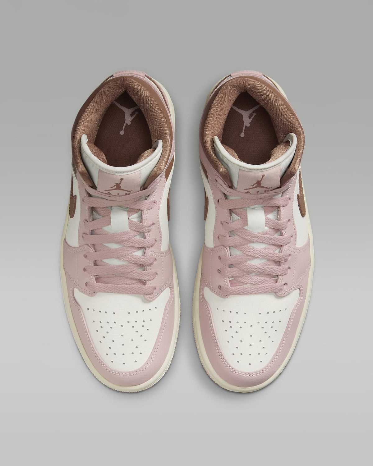 BQ6472-620 Nike Women's Air Jordan 1 Mid Pink Oxford Sail Archaeo Brown (Women's