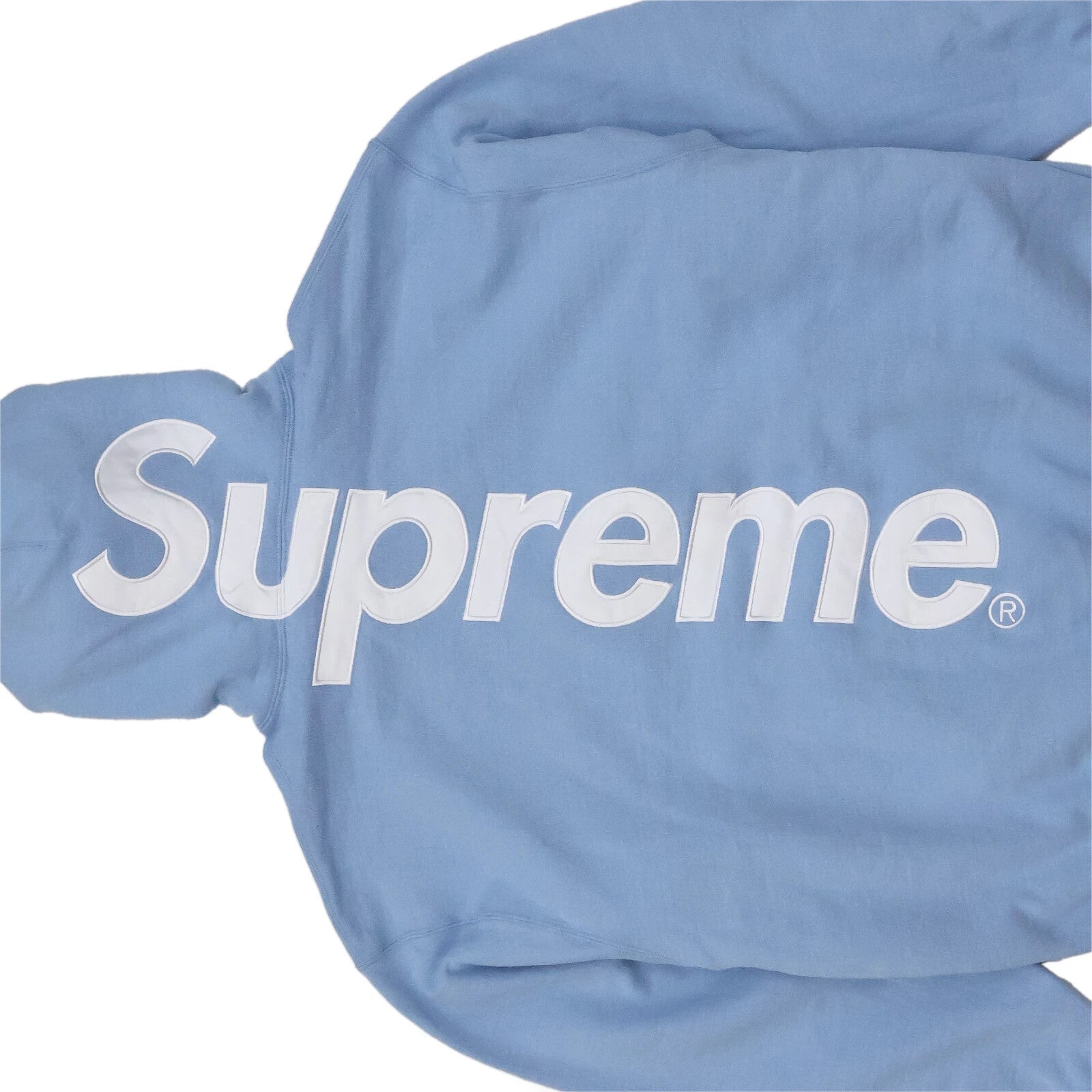 Supreme Satin Applique Hooded Sweatshirt Light Blue
