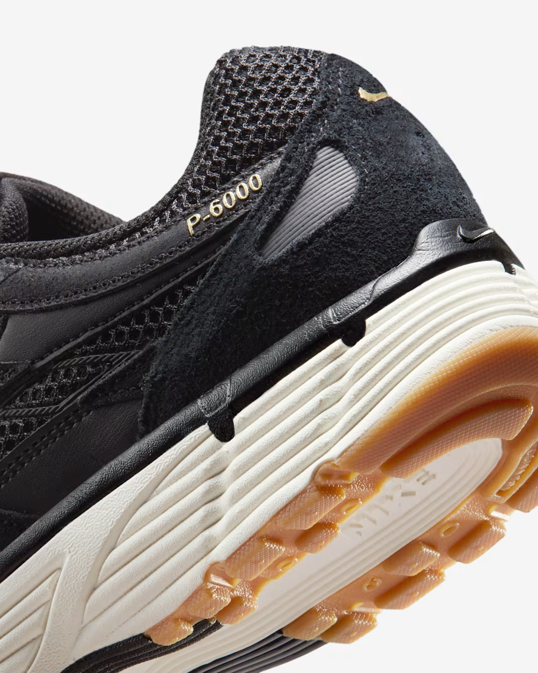 HF0015-001 Nike P-6000 Suede Black Metallic Gold Grain Sail Black (Men's)
