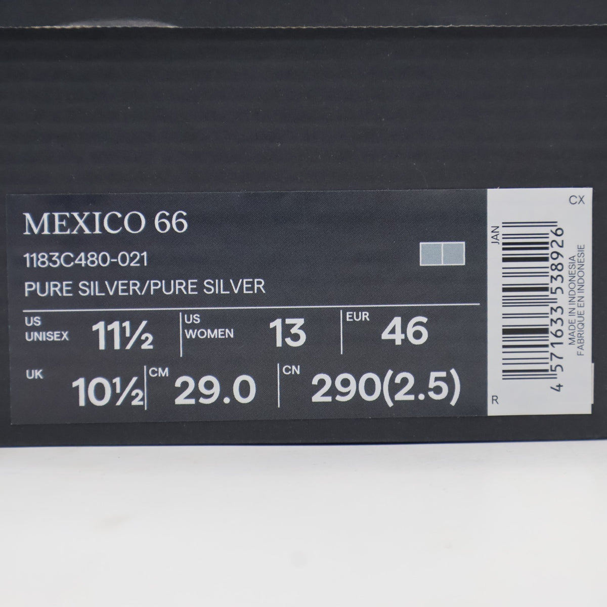 1183C480-021 Onitsuka Tiger MEXICO 66 PURE SILVER PURE SILVER (Men's)