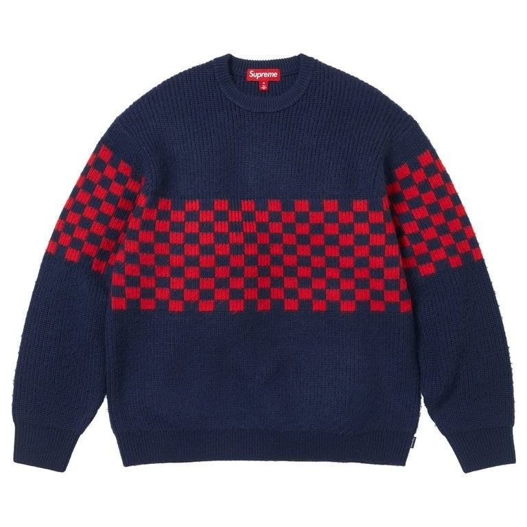 Supreme Checkerboard Pilled Sweater Navy