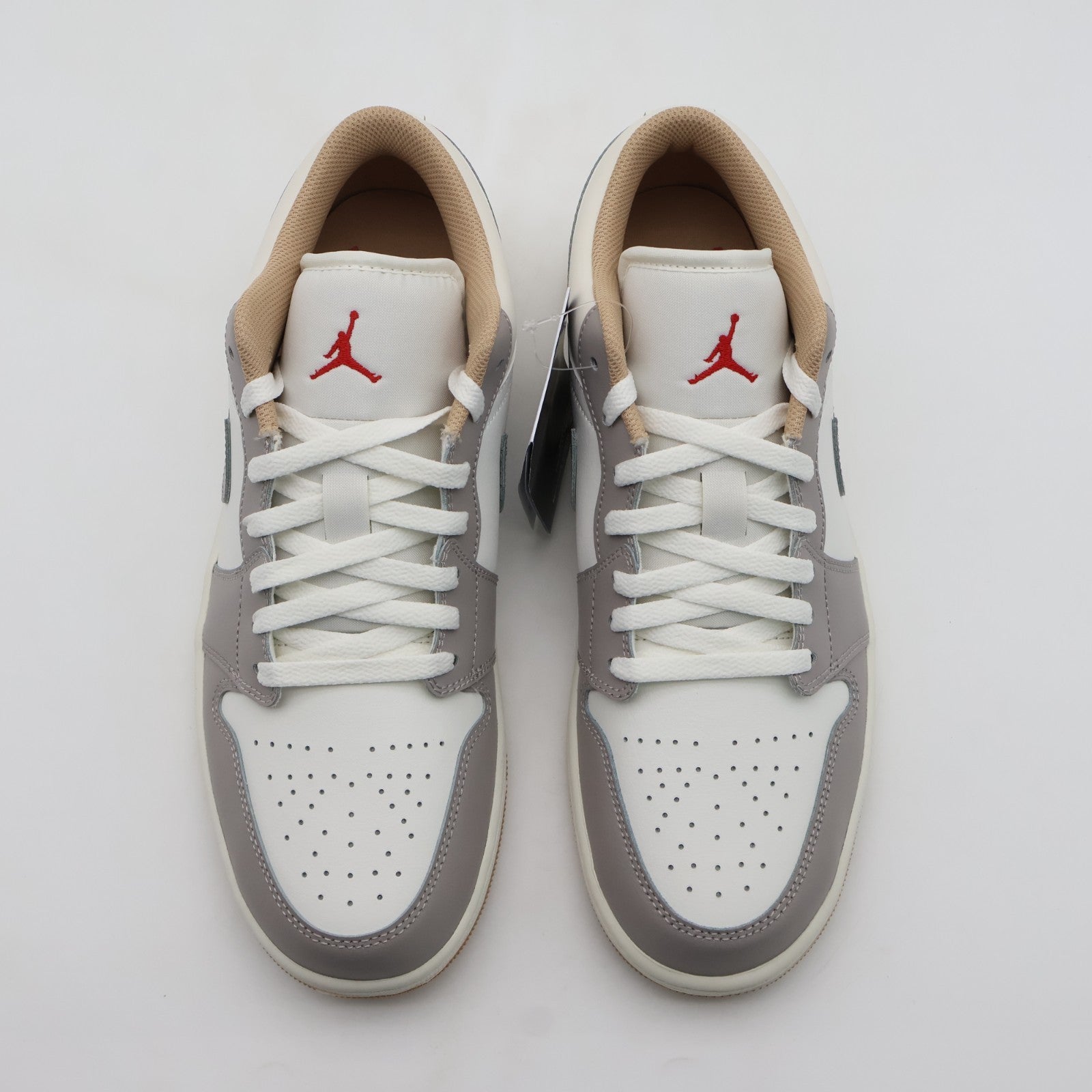 553558-169 Nike Air Jordan 1 Low Sail Fire Red College Grey Hemp Pale (Men's)