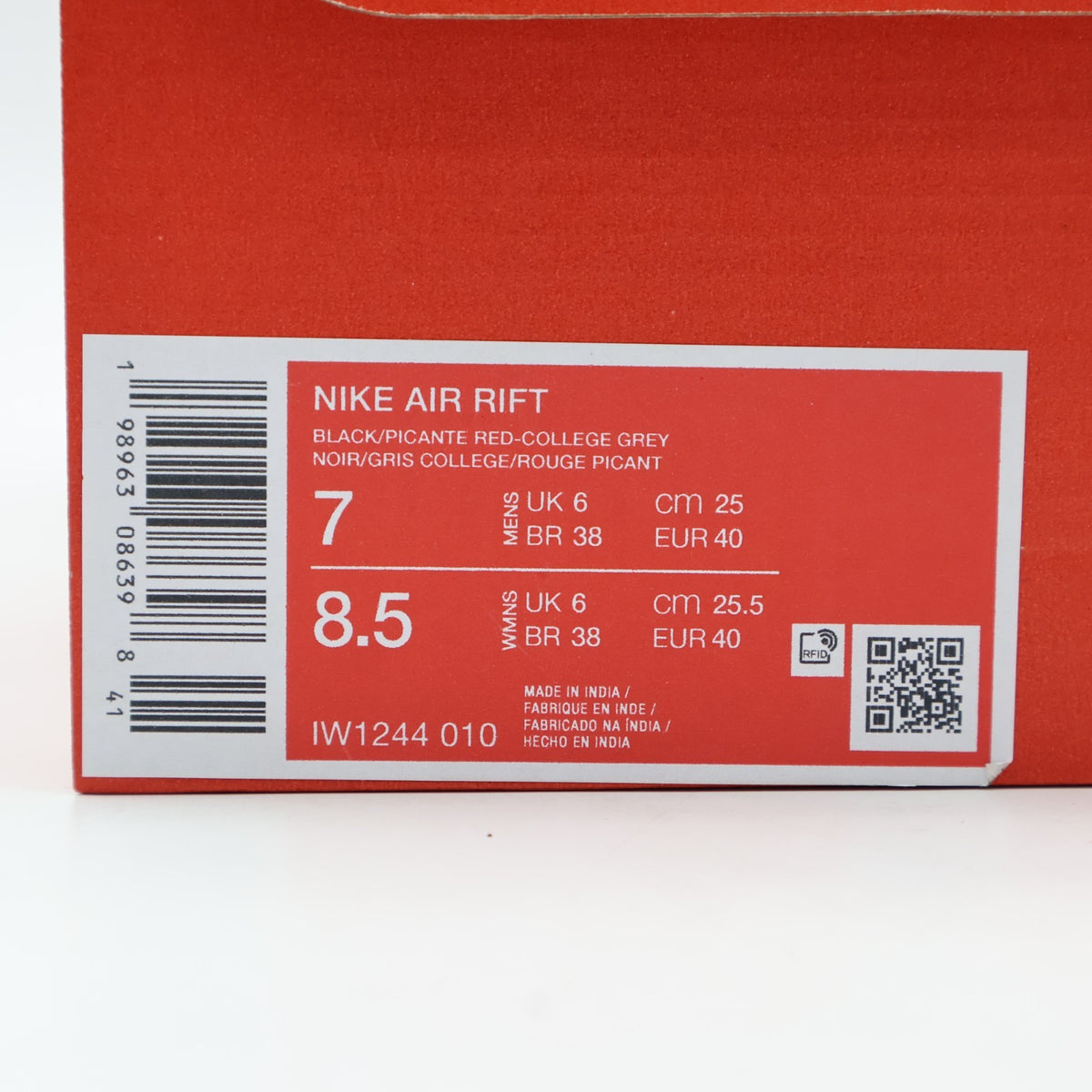 IW1244-010 Nike Air Rift "Black/College Grey" (Men's)