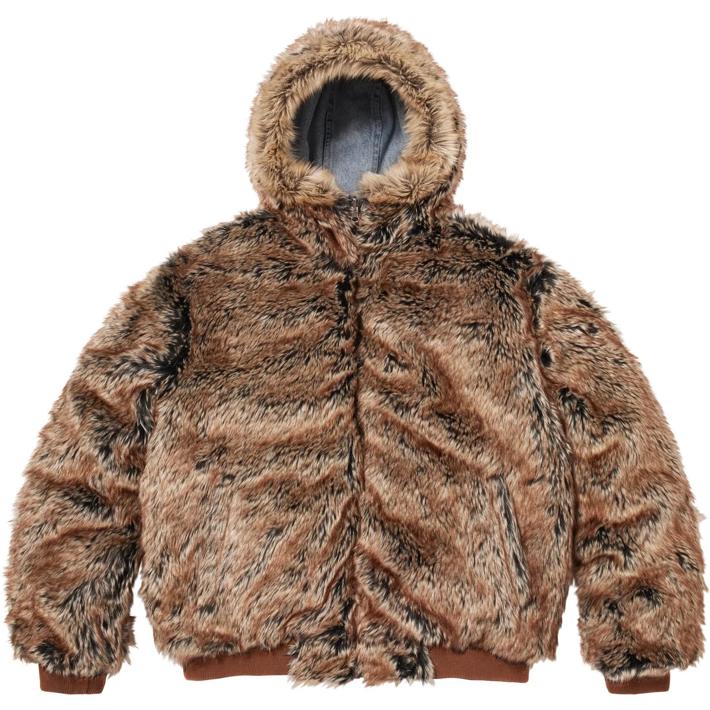 Supreme Reversible Faux Fur Hooded Work Jacket Denim