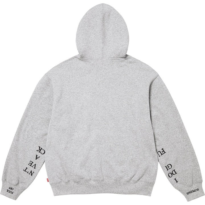 Supreme IDGAF Zip Up Hooded Sweatshirt Heather Grey