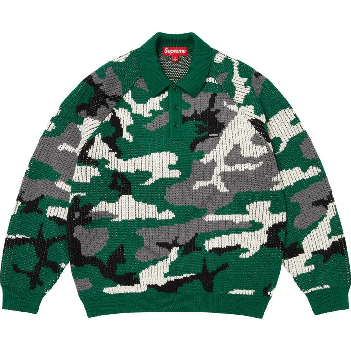 Supreme Small Box Polo Sweater Green Camo