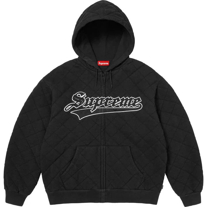 Supreme Quilted Zip Up Hooded Sweatshirt Black