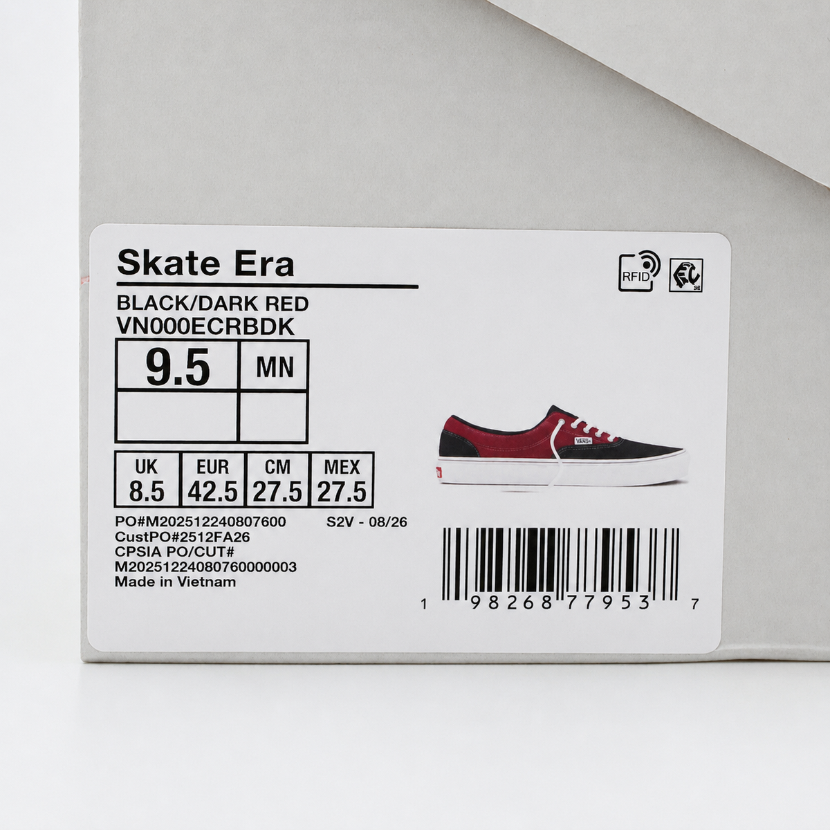 VN000ECRBDK Vans Skate Era "Black/Dark Red" (Men's)