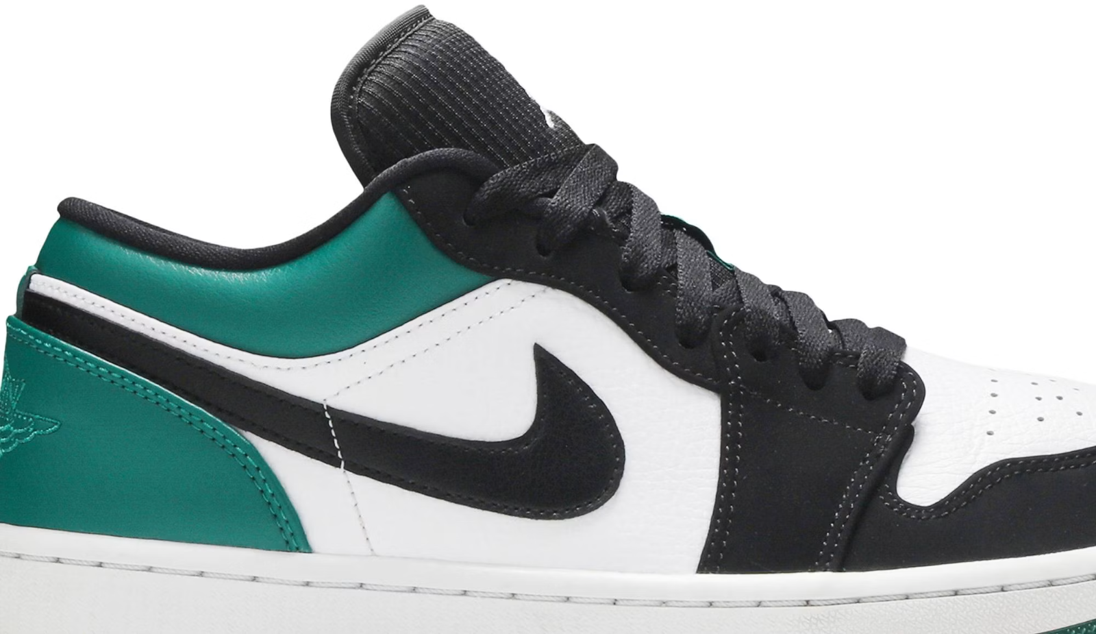 553558-113 Nike Air Jordan 1 Low "White Black Mystic Green" (Men's)