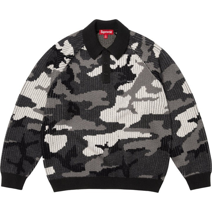 Supreme Small Box Polo Sweater Snow Camo