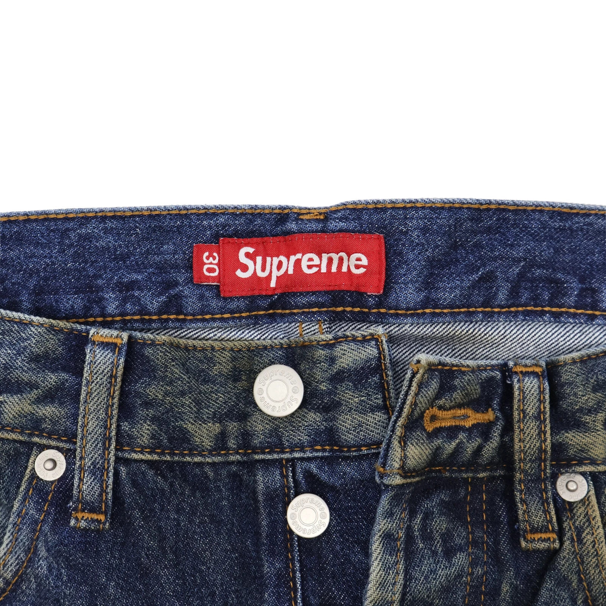 Supreme Distressed Loose Fit Selvedge Jean Washed Indigo