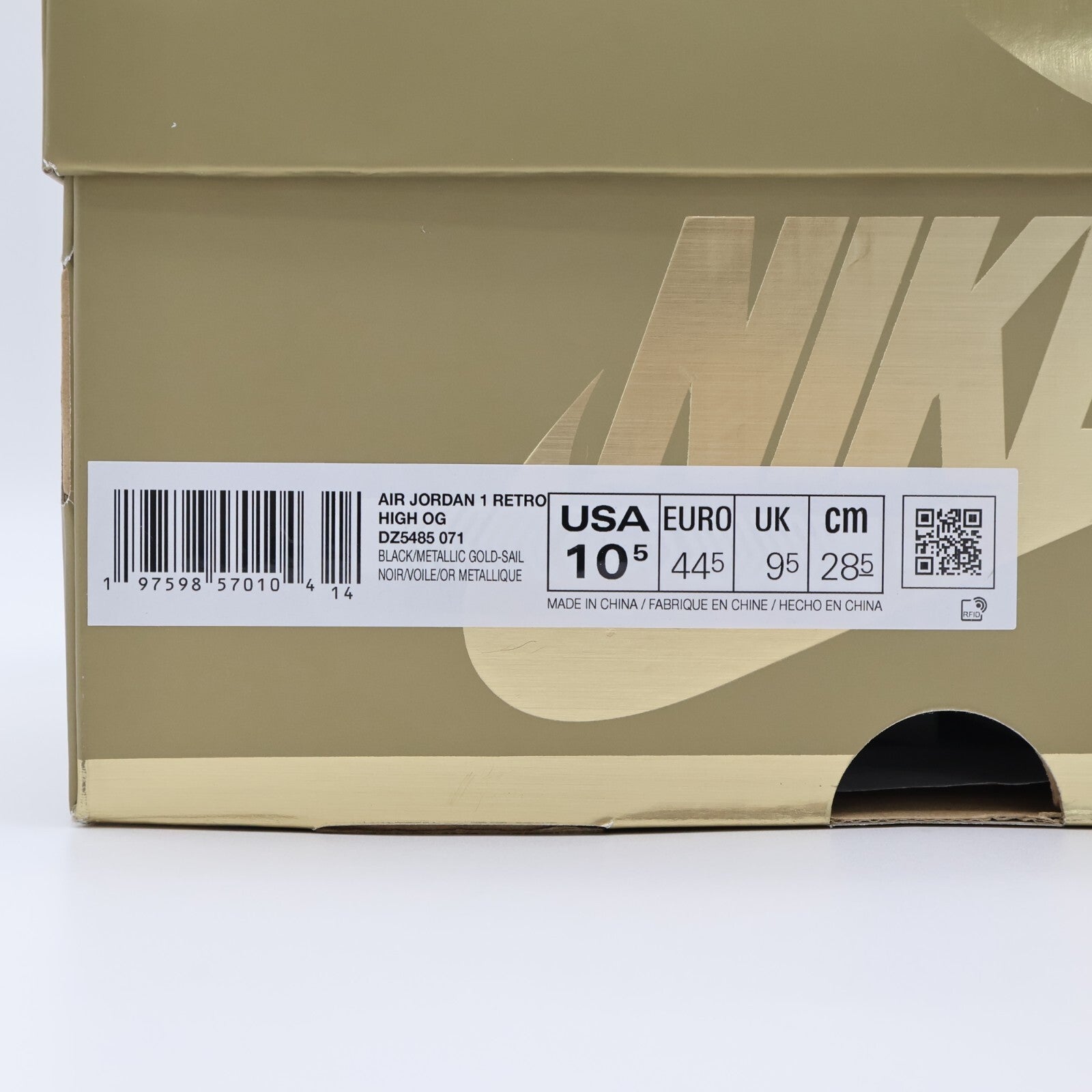 DZ5485-071 Nike Air Jordan 1 Retro High OG Black and Gold (Men's)