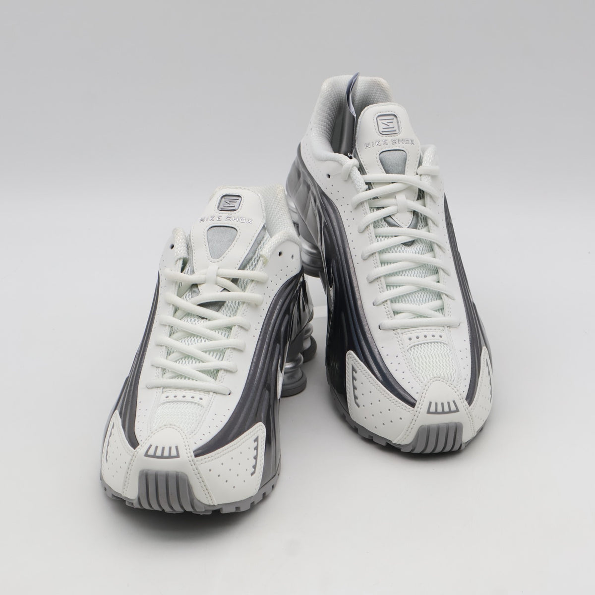 IB7703-100 Nike Shox R4 Summit White and Metallic Silver (Women's)