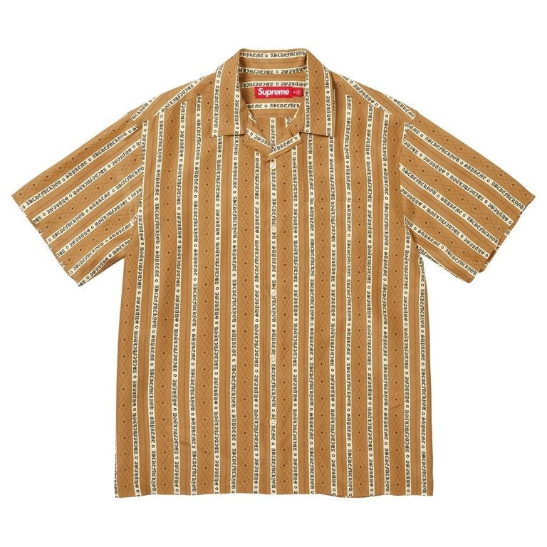 Supreme Old English Stripe Silk S/S Shirt Gold