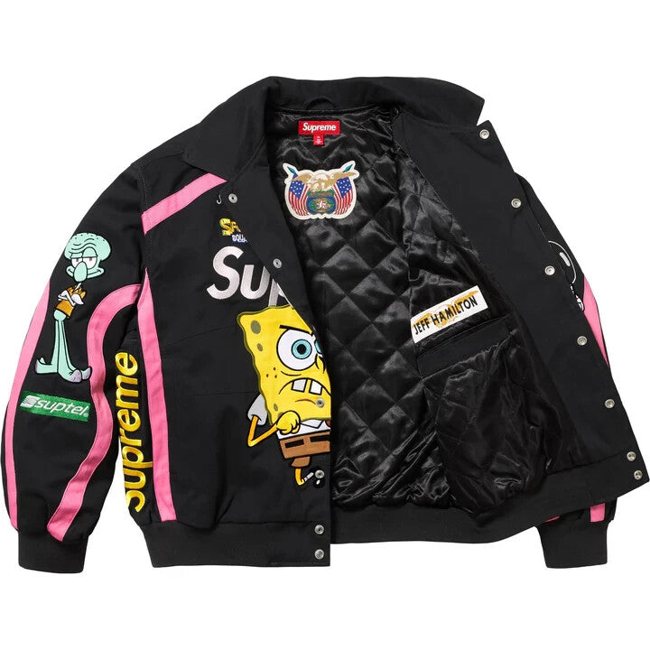 Supreme SpongeBob SquarePants Jeff Hamilton Racing Jacket Black