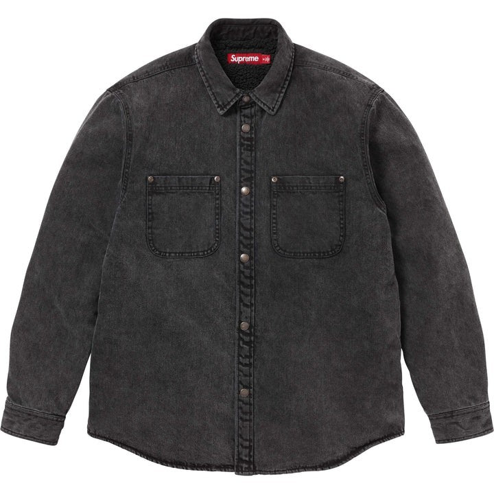 Supreme Shearling Lined Denim Work Shirt Black