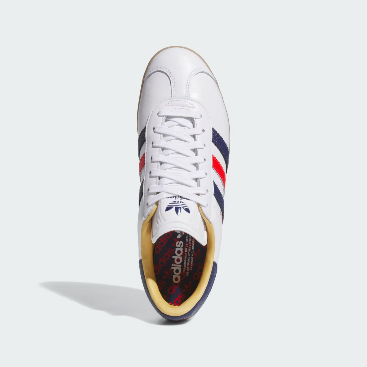 JP7705 adidas Gazelle Leather Spikeless Golf Cloud White/Dark Blue/Red (Men's)
