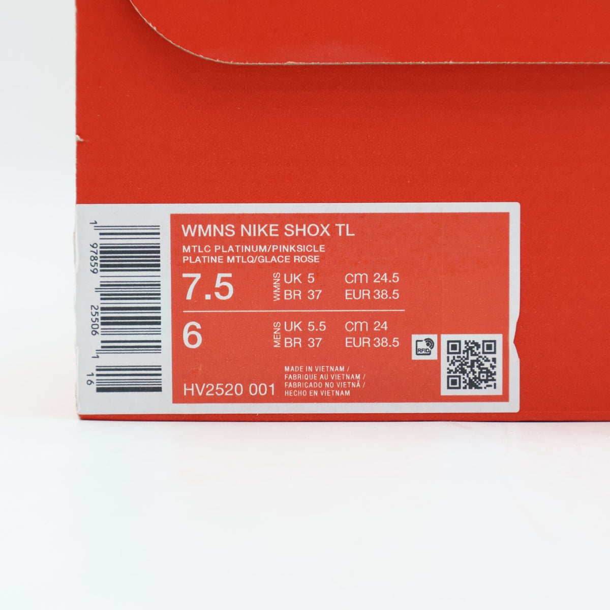 HV2520-001 Nike Shox TL Metallic Platinum Pinksicle (Women's )