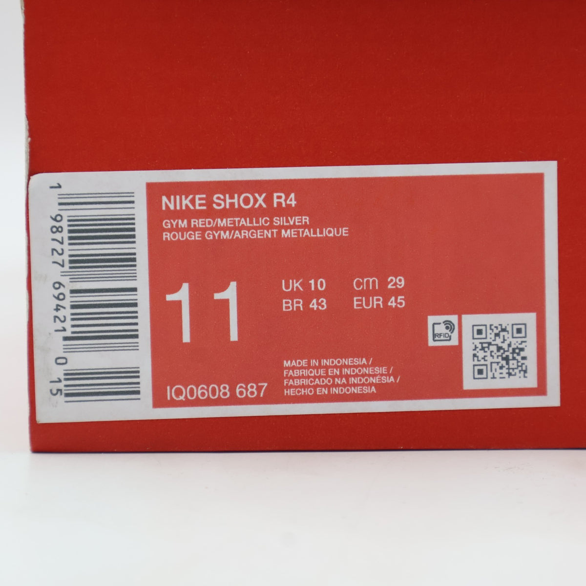 IQ0608-687 Nike Shox R4 Gym Red Metallic Silver (Men's)
